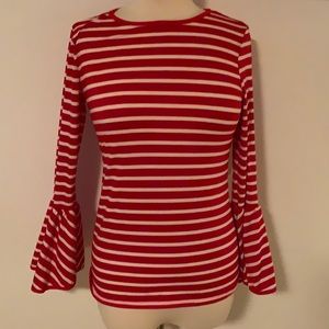 Regenbogen red & white striped top bell sleeves